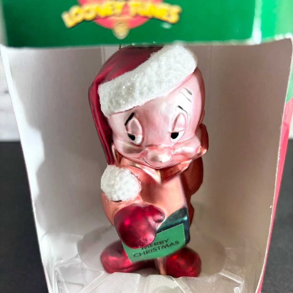 Vintage Elmer Fudd‎ Looney Tunes Santa's Christmas Ornament European Style Glass